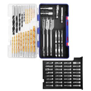 imageWORKPRO 455Piece Drill Bit Set and Screwdriver Bit Set Titanium Twist Drill Bits Drywall Screws with Double Sided Storage Case for Wood Metal Plastic Concrete Masonry66 PCS