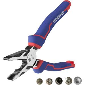 imageWORKPRO 8quot Linesman PRO Screw Extractor PliersCombination Pliers with Unique Nonslip Jaws Stripped Screw Remover Tool Lineman Plier for Quickly Removal of Damaged or Rusted Fasteners