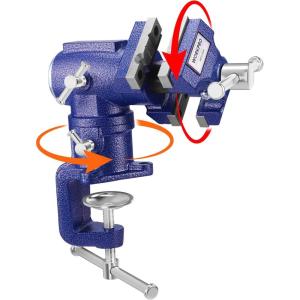 imageWORKPRO Dual Jaws Table Vise 25quot ampamp 15quot 360 Swivel ClampOn Bench Vise for Woodworking Metalworking DIY Multiposition Small Portable Vise Mini Vice Clamp for Workbench Golf Club Regripping