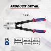 imageWORKPRO 14Inch Bolt Cutter TriMaterial Handle with Comfort Grip Chrome Molybdenum Steel Blade for Rods Bolts Rivets Wires Cables and ChainsRegular 14