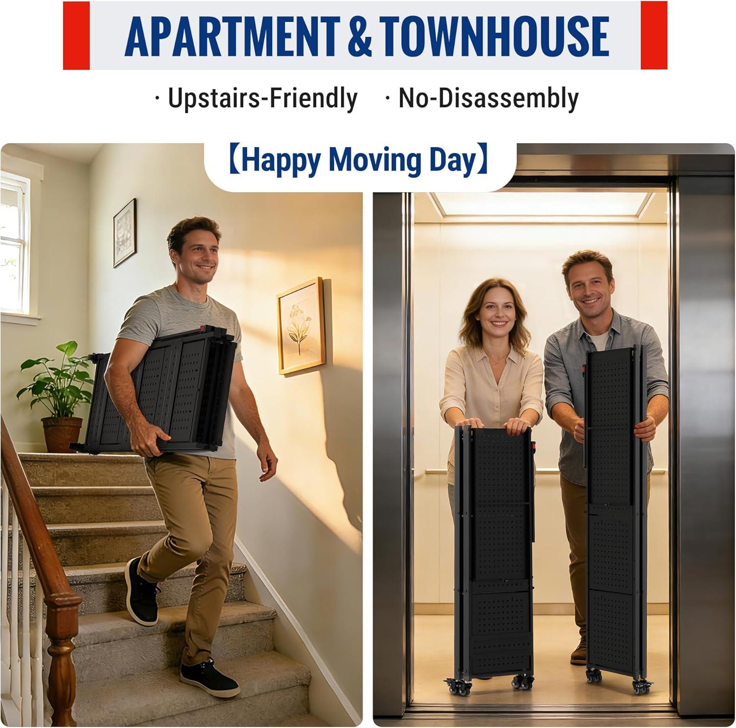 WORKPRO 5-Tier Folding Shelf, No-Assembly Metal Storage Rack with ...