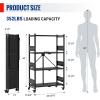 imageWORKPRO 5Tier Folding Shelf NoAssembly Metal Storage Rack with Wheels 750 lbs Capacity with Leveling Feet Collapsible Shelving Unit for Kitchen Pantry Bathroom ampamp Closet Organization4Tier