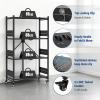 imageWORKPRO 5Tier Folding Shelf NoAssembly Metal Storage Rack with Wheels 750 lbs Capacity with Leveling Feet Collapsible Shelving Unit for Kitchen Pantry Bathroom ampamp Closet Organization4Tier