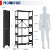 imageWORKPRO 5Tier Folding Shelf NoAssembly Metal Storage Rack with Wheels 750 lbs Capacity with Leveling Feet Collapsible Shelving Unit for Kitchen Pantry Bathroom ampamp Closet Organization5Tier
