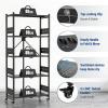 imageWORKPRO 5Tier Folding Shelf NoAssembly Metal Storage Rack with Wheels 750 lbs Capacity with Leveling Feet Collapsible Shelving Unit for Kitchen Pantry Bathroom ampamp Closet Organization5Tier