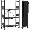 imageWORKPRO 5Tier Folding Shelf NoAssembly Metal Storage Rack with Wheels 750 lbs Capacity with Leveling Feet Collapsible Shelving Unit for Kitchen Pantry Bathroom ampamp Closet Organization4Tier