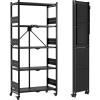 imageWORKPRO 5Tier Folding Shelf NoAssembly Metal Storage Rack with Wheels 750 lbs Capacity with Leveling Feet Collapsible Shelving Unit for Kitchen Pantry Bathroom ampamp Closet Organization5Tier
