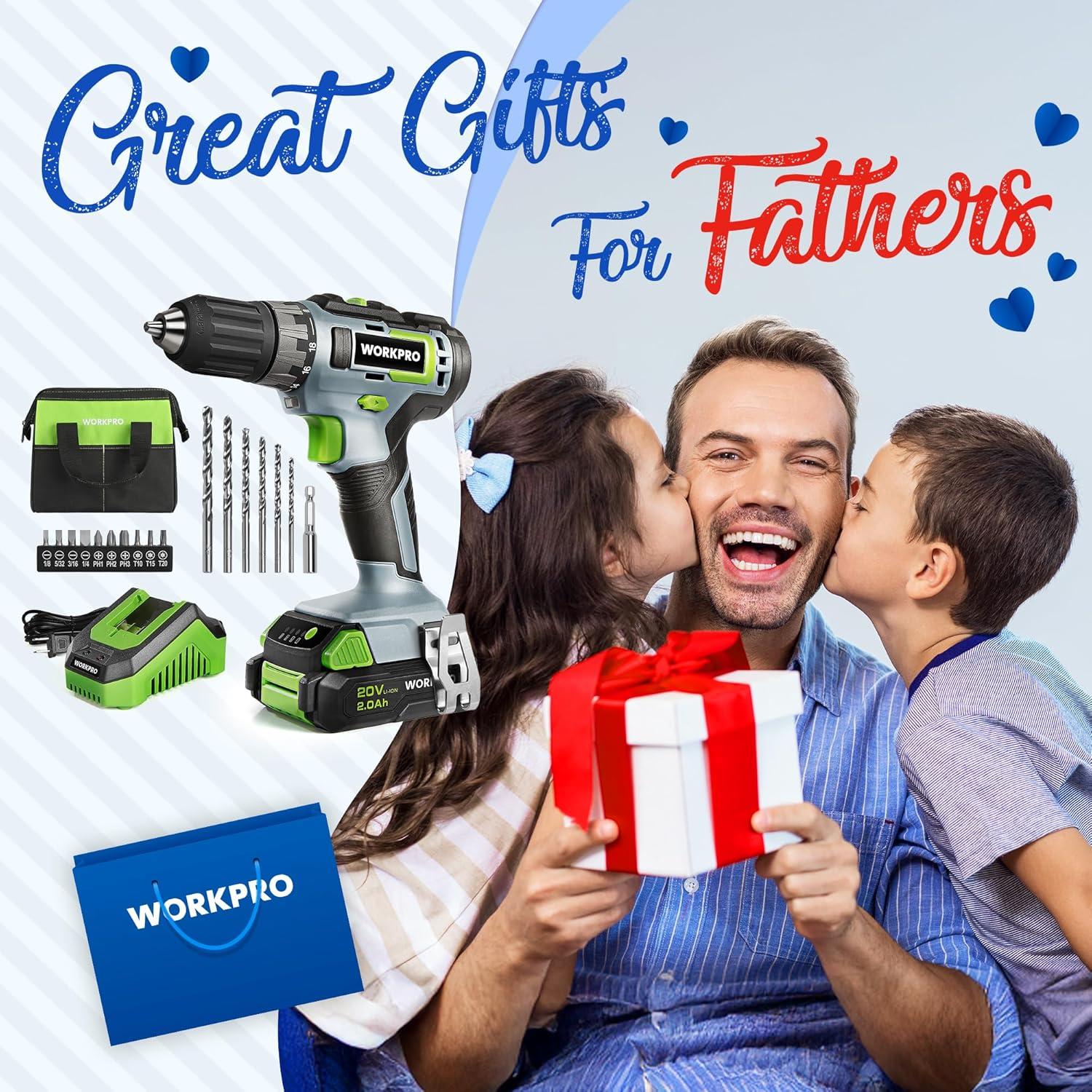 WORKPRO 20V Cordless Drill Driver Kit & 6PCS Screw Extractor Set - WORKPRO