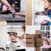 image:imageWORKPRO 157PCS Home Tool Set with 20V Power Drill amp WORKPRO Cordless Rotary Tool Kit with 71pcs Accessories  Pink