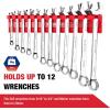 image:imageWORKPRO 2Pack Magnetic Wrench Organizer 12Piece Wrench Holder Set for Tool Box Drawer Wrenches Rack Tool Trays SAE14  1516 and Metric6mm24mmWall mount wrench organizer2PC
