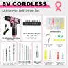 image:imageWORKPRO 8V Cordless Drill Driver Set with 53pcs Bit Set  Pink amp WORKPRO 43PCS Pink Tool Set with 8V Power Drill and Bits Green