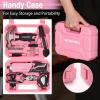 image:imageWORKPRO Cordless Rotary Tool Kit with 71pcs Accessories amp WORKPRO 18 PCS Tool Set with 37V Rotatable Electric Screwdriver  Pink