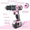 image:imageWORKPRO Pink Cordless 20V Lithiumion Drill Driver Set 15Ah 1 Battery Charger and Storage Bag Included and Spare Charger and Battery for Replacement