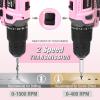 image:imageWORKPRO Pink Cordless 20V Lithiumion Drill Driver Set and 4Piece Pliers Set
