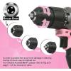 image:imageWORKPRO Pink Cordless 20V Lithiumion Drill Driver Set and Folding Utility Knife with 10 Extra Blades  Pink Ribbon