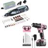 image:imageWORKPRO 12V Cordless Rotary Tool Kit amp WORKPRO Pink Cordless 20V Lithiumion Drill Driver Set