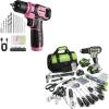 image:imageWORKPRO 157PCS Home Tool Set with 20V Power Drill Green amp WORKPRO 8V Cordless Drill Driver Set with 53pcs Bit Set  Pink