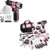 image:imageWORKPRO 157PCS Home Tool Set with 20V Power Drill amp WORKPRO 8V Cordless Drill Driver Set with 53pcs Bit Set  Pink