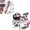image:imageWORKPRO 157PCS Home Tool Set with 20V Power Drill amp WORKPRO Cordless Rotary Tool Kit with 71pcs Accessories  Pink