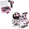image:imageWORKPRO 157PCS Home Tool Set with 20V Power Drill amp WORKPRO Drill Set with 8V Power Drill and Stackable Tool Box Pink