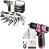 image:imageWORKPRO 8V Cordless Drill Driver Set with 53pcs Bit Set  Pink amp WORKPRO 43PCS Pink Tool Set with 8V Power Drill and Bits Green