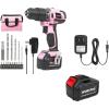 image:imageWORKPRO Pink Cordless 20V Lithiumion Drill Driver Set 15Ah 1 Battery Charger and Storage Bag Included and Spare Charger and Battery for Replacement
