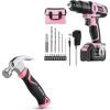 image:imageWORKPRO Pink Cordless 20V Lithiumion Drill Driver SetWORKPRO 8 oz Claw Hammer