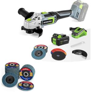 image:imageWORKPRO 20V Cordless Angle Grinder Kit 412 Inch and WORKPRO 20Pack Flap Discs 412inch Arbor Size 78inch