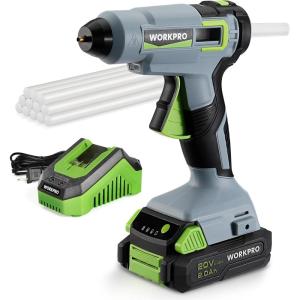 image:imageWORKPRO 20V Cordless Hot Melt Glue Gun Kit 20 Ah Liion Battery Powered Rechargeable Full Size Hot Glue Gun 45S Fast Preheating Heavy Duty Wireless Glue Gun with 12 Pcs Glue Sticks for DIY amp Craft