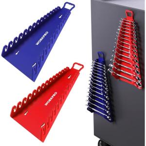 image:imageWORKPRO 2Pack Magnetic Wrench Organizer 12Piece Wrench Holder Set for Tool Box Drawer Wrenches Rack Tool Trays SAE14  1516 and Metric6mm24mmGripper reverse wrench organizer2PC
