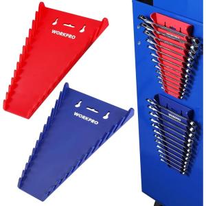 image:imageWORKPRO 2Pack Magnetic Wrench Organizer 12Piece Wrench Holder Set for Tool Box Drawer Wrenches Rack Tool Trays SAE14  1516 and Metric6mm24mmMagnetic wrench organizer2PC
