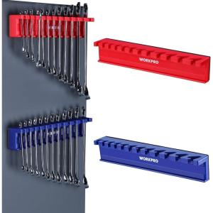 image:imageWORKPRO 2Pack Magnetic Wrench Organizer 12Piece Wrench Holder Set for Tool Box Drawer Wrenches Rack Tool Trays SAE14  1516 and Metric6mm24mmWall mount wrench organizer2PC