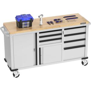 image:imageWORKPRO 62 Rolling Tool Chest Heavy Duty Mobile Tool Storage Cabinet with 7Drawer amp 2Door Power Strip Locking System 1000 LBS Capacity Rolling Cabinet for Garage Kitchen amp Warehouse