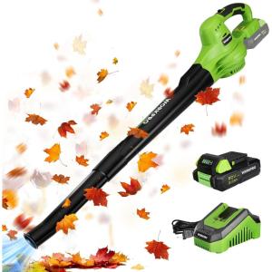 image:imageWORKPRO Cordless Leaf Blower 20V Battery Powered Leaf Blowers for Lawn Care 2Speed Control Lightweight Mini Electric Leaf Blower with Battery and Charger