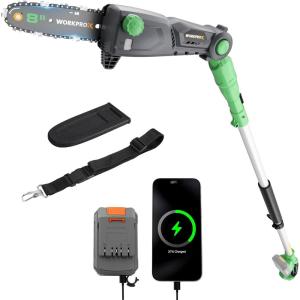 image:imageWORKPROX Cordless Pole Saw with Battery 20V 40Ah Battery Powered 8 Inch Electric Pole Chainsaw 4000mAh Power Bank with Quick Charge 30 Lightweight 92 FT Max Reach Pole Saw for Tree Trimming