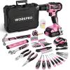 image:imageWORKPRO 12V Cordless Rotary Tool Kit amp WORKPRO 20V Pink Cordless Drill Driver and Home Tool Set