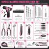 image:imageWORKPRO 157PCS Home Tool Set with 20V Power Drill Green amp WORKPRO 43PCS Pink Tool Set with 8V Power Drill and Bits Pink