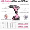 image:imageWORKPRO 157PCS Home Tool Set with 20V Power Drill amp WORKPRO 43PCS Pink Tool Set with 8V Power Drill and Bits Pink