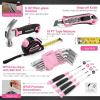 image:imageWORKPRO 157PCS Home Tool Set with 20V Power Drill amp WORKPRO 43PCS Pink Tool Set with 8V Power Drill and Bits Pink