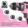 image:imageWORKPRO 20V Pink Cordless Drill Driver Set and 236 Pieces Pink Tool Set with Easy Carrying Round Pouch