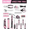 image:imageWORKPRO Cordless Drill Driver Kit and 236 Pieces Pink Tool Set with Easy Carrying Round Pouch
