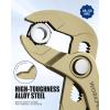 image:imageWORKPRO Mini Water Pump Pliers 4Inch Groove Joint Pliers Fast Adjustable Tongue and Groove Plier with 15Position PushLock VJaw for MultiSurface Grip EDC Plier for Tight Spaces amp Versatile UseChampagne