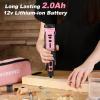 image:imageWORKPRO Pink 12V Cordless Rotary Tool Kitamp276piece Rotary Tool Accessories Kit