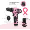 image:imageWORKPRO Pink Cordless Drill Driver Set and 100 Piece Pink Tool Kit with Easy Carrying Pouch