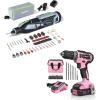 image:imageWORKPRO 12V Cordless Rotary Tool Kit amp WORKPRO 20V Pink Cordless Drill Driver Set