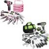 image:imageWORKPRO 157PCS Home Tool Set with 20V Power Drill Green amp WORKPRO 43PCS Pink Tool Set with 8V Power Drill and Bits Pink