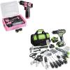 image:imageWORKPRO 157PCS Home Tool Set with 20V Power Drill Green amp WORKPRO Drill Set with 8V Power Drill and Stackable Tool Box Pink