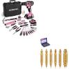 image:imageWORKPRO 20V Pink Cordless Drill Driver and Home Tool Set amp 6PCS Screw Extractor Set