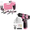 image:imageWORKPRO 8V Cordless Drill Driver Set with 53pcs Bit Set amp WORKPRO 18 PCS Tool Set with 37V Rotatable Electric Screwdriver  Pink