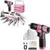 image:imageWORKPRO 8V Cordless Drill Driver Set with 53pcs Bit Set amp WORKPRO 43PCS Pink Tool Set with 8V Power Drill and Bits Pink